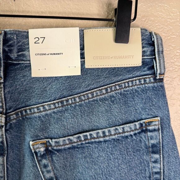 NWT Citizens of Humanity Ayla Raw Hem Crop Jeans Womens 27 Telegraph Blue Wide - Picture 10 of 16